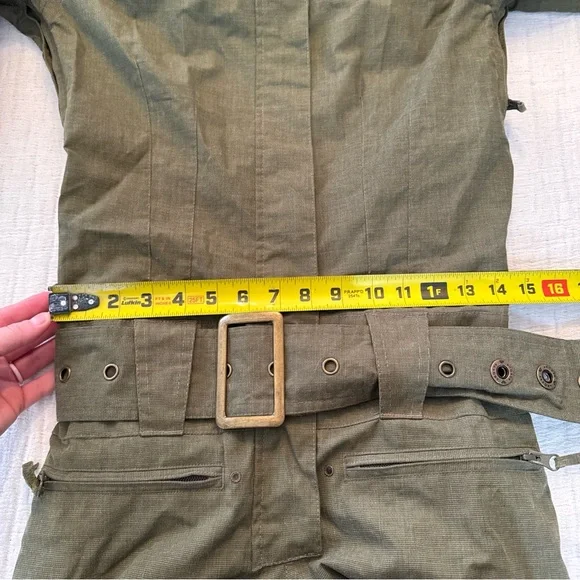 Roxy Snow Jumpsuit Snow Suit Olive Green Women’s XS Fur Lined Collar Y2K - Picture 10 of 15